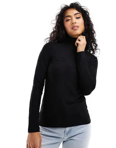 & Other Stories long sleeve high neck stretch top in black jacquard