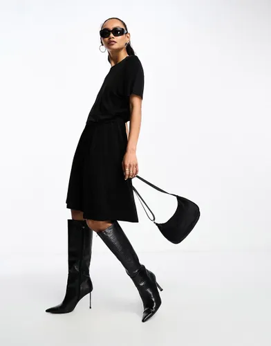 & Other Stories mini dress with drape detail in black