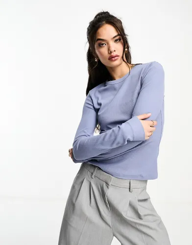 & Other Stories ribbed long sleeve top in blue