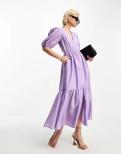 & Other Stories tiered volume maxi dress in lilac-Purple