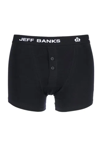 1 Pack Black Leeds Buttoned* Cotton Boxer Shorts Men's Small - Jeff Banks