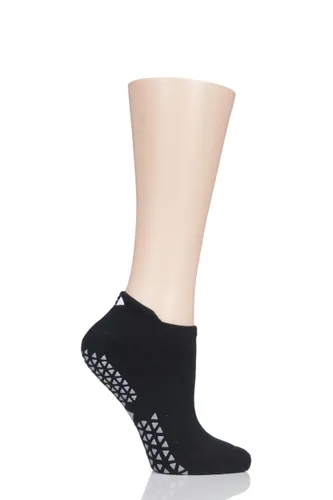 1 Pair Black Full Front Grip Yoga Organic Cotton Socks Ladies 3-5.5 Ladies - Tavi Noir