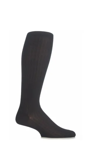 1 Pair Black Merino Wool Rib Knee High Socks Men's 7.5-9.5 Mens - Pantherella