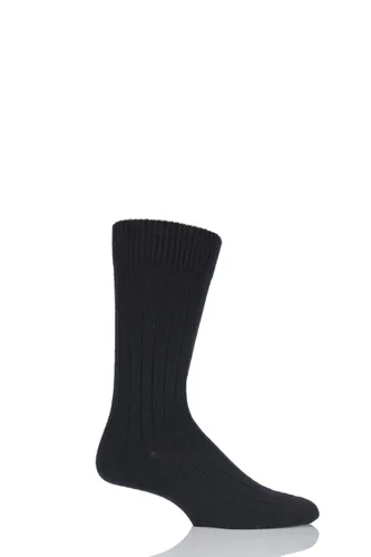 1 Pair Black Merino Wool Ribbed Leisure Socks Men's 7.5-9.5 Mens - Pantherella
