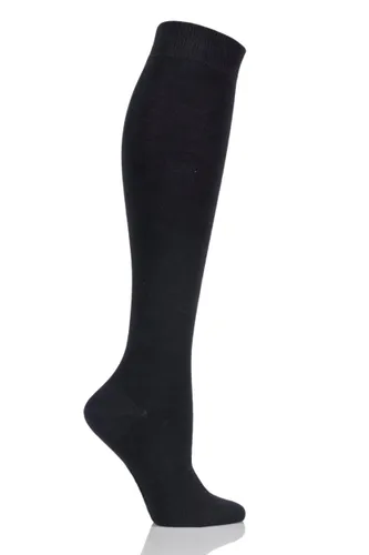 1 Pair Black Plain Bamboo Knee High Socks with Comfort Cuff and Smooth Toe Seams Kids Unisex 9-12 Kids (4-7 Years) - SOCKSHOP