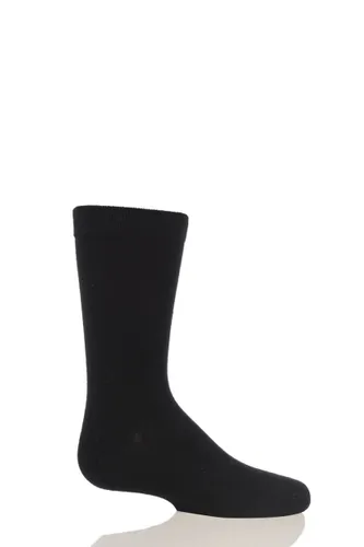 1 Pair Black Plain Bamboo Socks with Comfort Cuff and Smooth Toe Seams Kids Unisex 6-8.5 Kids (1-3 Years) - SOCKSHOP