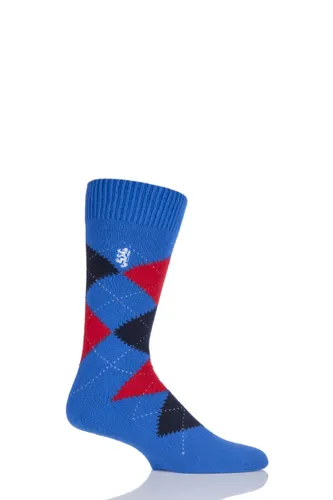 1 Pair Bright Blue 85% Cashmere Argyle Socks Men's 9-11 Mens - Pringle of Scotland