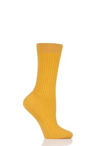 1 Pair Bright Gold Classic Merino Wool Ribbed Socks Ladies 4-7 Ladies - Pantherella
