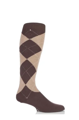 1 Pair Brown 80% Cashmere Argyle Pattern Knee High Socks Men's 7-11 Mens - Pringle of Scotland