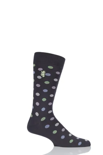 1 Pair Charcoal 80% Sea Island Cotton Spots Socks Men's 6-8.5 Mens - Pringle of Scotland