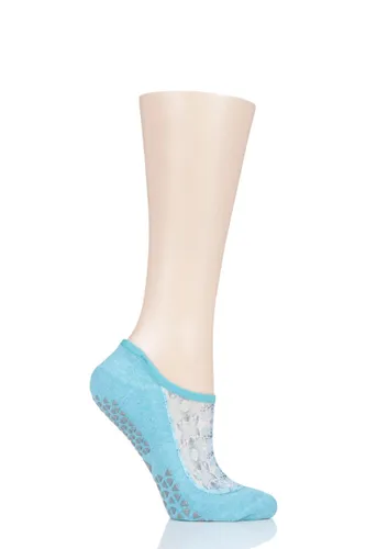 1 Pair Coast Maddie Organic Cotton Sheer Top Yoga Socks with Grip Ladies Medium - Tavi Noir