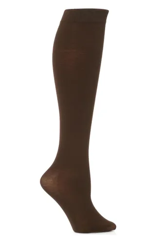1 Pair Dark Brown Jennifer Merino Wool Knee High Socks Ladies One Size - Trasparenze