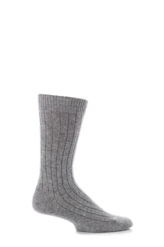 1 Pair Flannel Grey 85% Cashmere Rib Socks Men's 7.5-9.5 Mens - Pantherella
