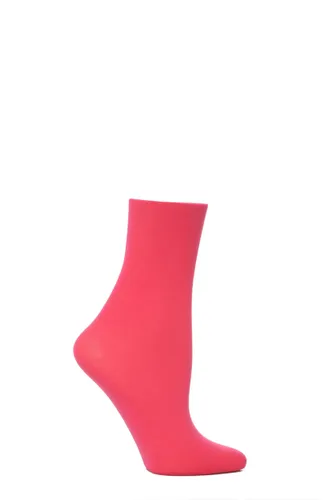 1 Pair Hot Pink Monique 60 Denier Cotton Sock Ladies One Size - Trasparenze