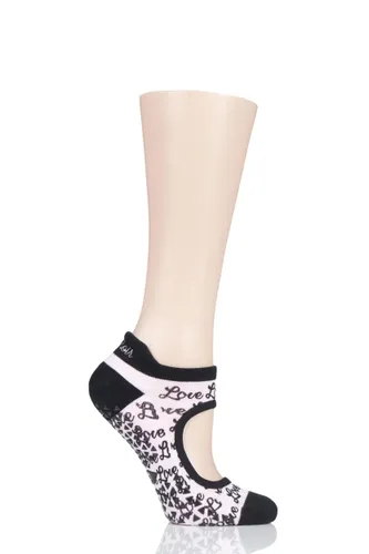 1 Pair Lovely Emma Organic Cotton Yoga Socks with Grip Ladies Medium - Tavi Noir