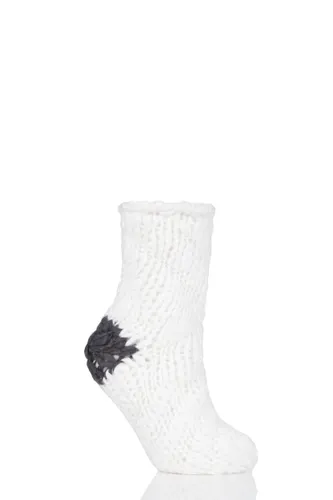 1 Pair Moon Glow Soft Hand Knitted Slipper Socks Ladies 4-8 Ladies - Elle