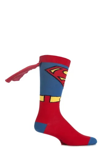 1 Pair Multi Coloured Superman Cape Socks Boys 4-6.5 Kids (13-15 Years) - Film & TV Characters