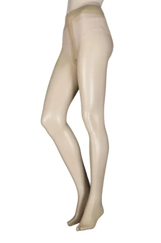 1 Pair Natural 10 Denier Glossy Tights Ladies One Size - Elle