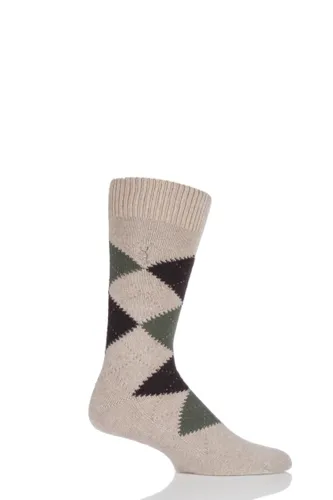 1 Pair Natural 85% Cashmere Argyle Socks Men's 9-11 Mens - Pringle of Scotland