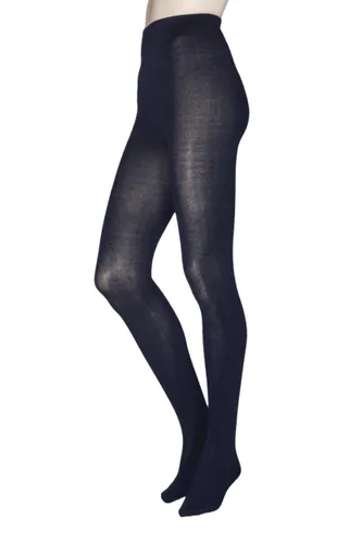 1 Pair Navy Elgin Bamboo and Recycled Polyester Plain Tights Ladies Medium - Thought