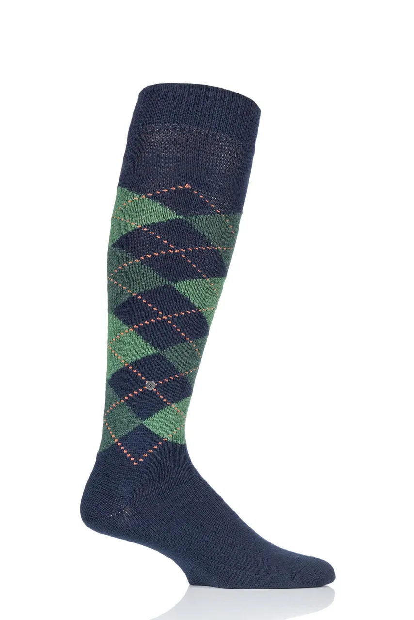 1 Pair Navy / Green Preston Soft Acrylic Knee High Socks Men's 6.5-11 Mens - Burlington