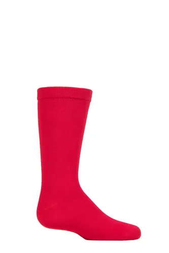 1 Pair Red Plain Bamboo Socks with Comfort Cuff and Smooth Toe Seams Kids Unisex 9-12 Kids (4-7 Years) - SOCKSHOP