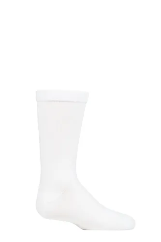 1 Pair White Plain Bamboo Socks with Comfort Cuff and Smooth Toe Seams Kids Unisex 9-12 Kids (4-7 Years) - SOCKSHOP