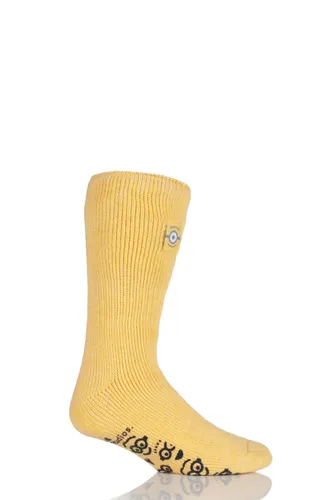 1 Pair Yellow Minions Slipper Socks with Grip Kids Unisex 12.5-3.5 Kids (8-12 Years) - Heat Holders