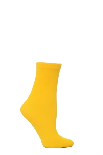 1 Pair Yellow Monique 60 Denier Cotton Sock Ladies One Size - Trasparenze