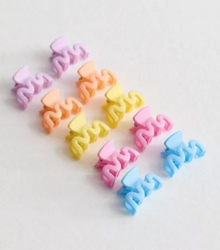 10 Pack Multicoloured Matte Mini Hair Claw Clips New Look