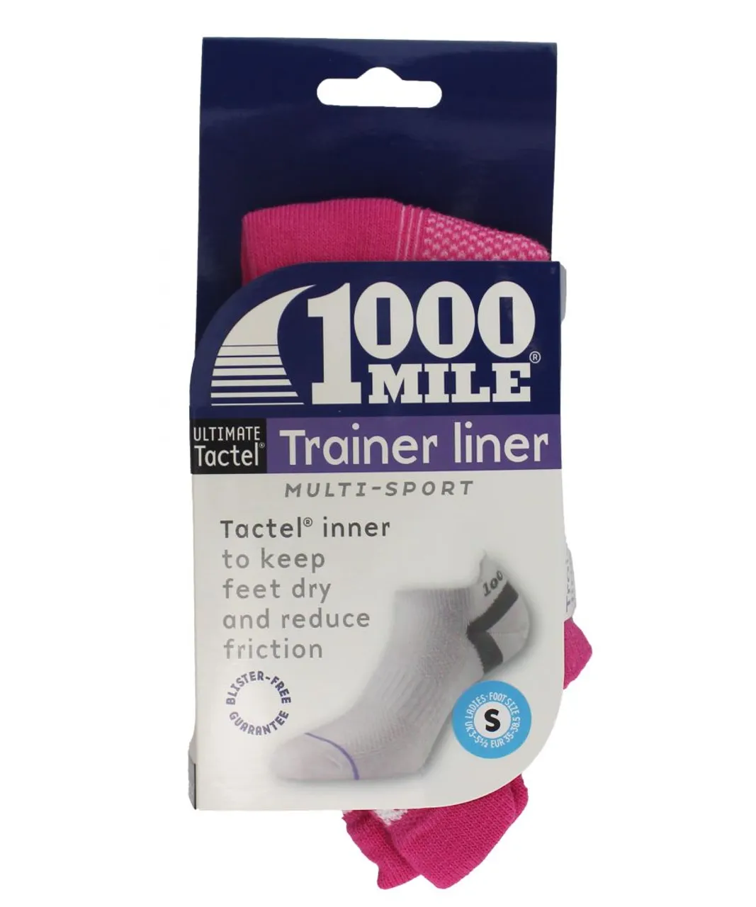 1000 Mile Socks Mens - Ladies Ultimate Low Cut Double Layer Moisture Wicking Trainer - Hot Pink Cotton