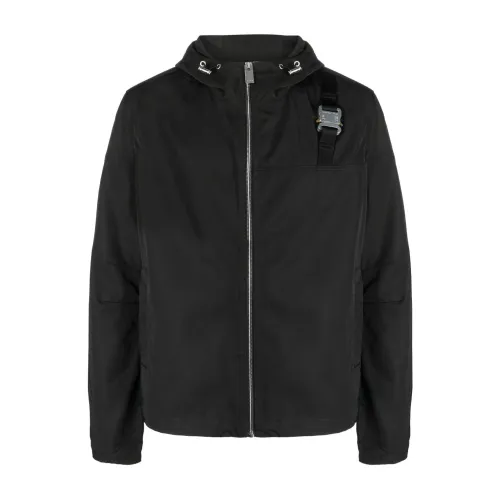 1017 Alyx 9SM , Black Buckle-Detail Hooded Jacket ,Black male, Sizes: