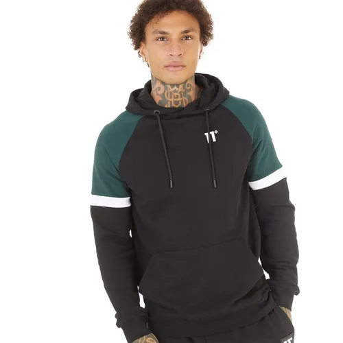 11 Degrees Mens Cut And Sew Pullover Hoodie Black/Darkest Spruce