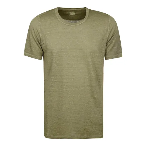 120% Lino , t-shirt short sleeve ,Green male, Sizes: