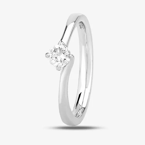 1888 Collection 18ct White Gold 0.25ct Diamond Twisted Solitaire Ring RI-137(.25CT PLUS) H/VS2/0.25ct