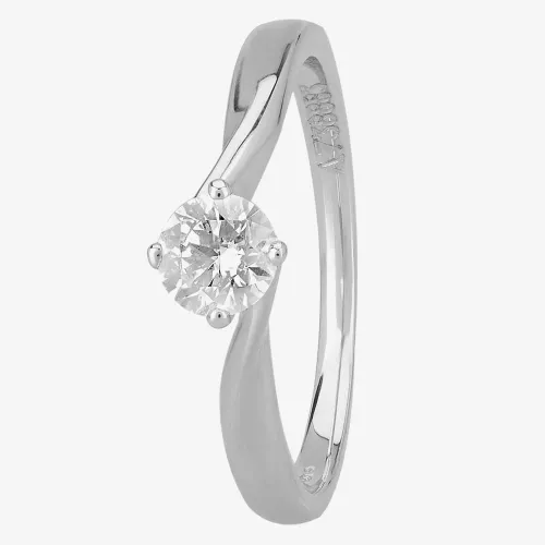 1888 Collection Platinum 0.40ct Diamond Twisted Solitaire Ring RI-1027(.40CT PLUS)- G/SI2/0.40ct