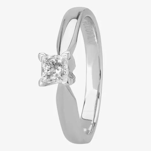 1889 Collection Platinum Princess-Cut 0.33ct Diamond V-Shaped Ring M94-B3(.33CT PLUS)- F/SI1/0.33ct