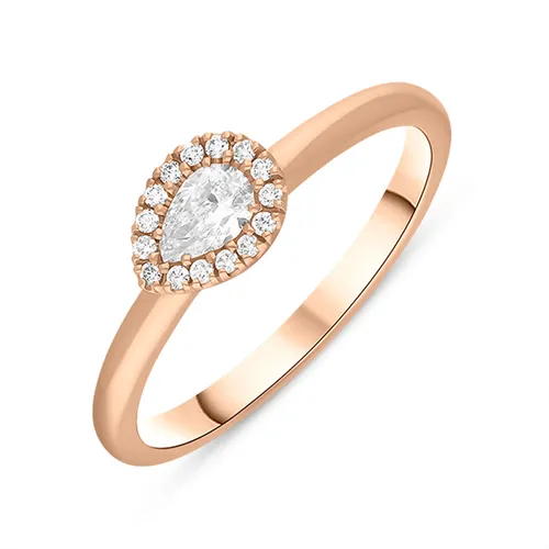 18ct Rose Gold 0.25ct Diamond Pear Cut Cluster Ring - Gold