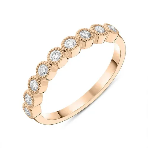18ct Rose Gold 0.27ct Diamond Bezel Set Half Eternity Ring