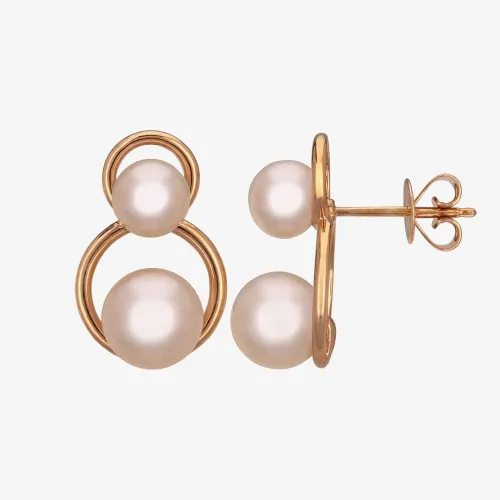 18ct Rose Gold Graduated Freshwater Pearl Stud Earrings EOX80222FW