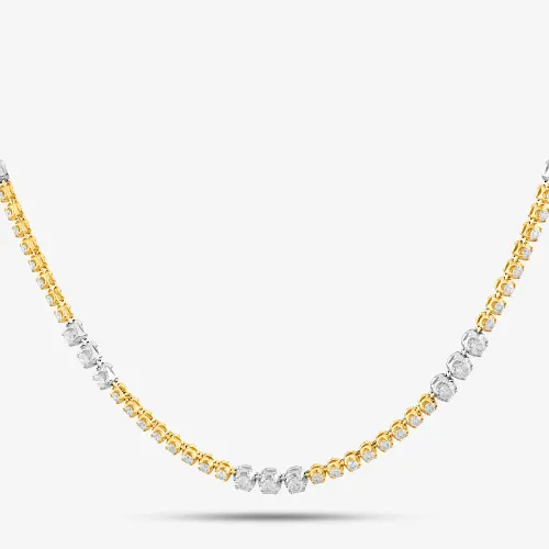 18ct Two Colour Gold 3.00ct Brilliant Cut Diamond Half Tennis Necklace HSN1055(3.00CT)S
