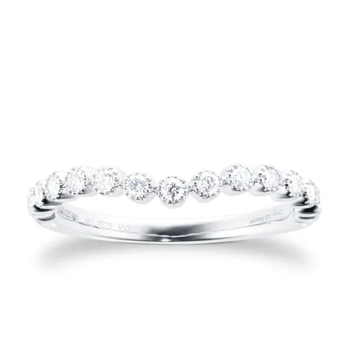 18ct White Gold 0.20cttw Bead Edge Band Ring - Ring Size N