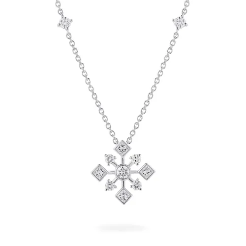 18ct White Gold 0.58ct Diamond Snowflake Pendant