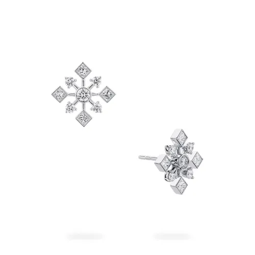 18ct White Gold 0.93ct Diamond Snowflake Earrings
