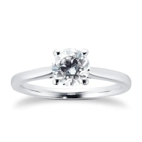 18ct White Gold 1.00ct Diamond Solitaire Ring - Ring Size K