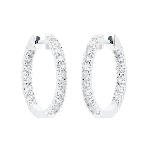 18ct White Gold 1.00cttw Diamond 20mm Hoop Earrings