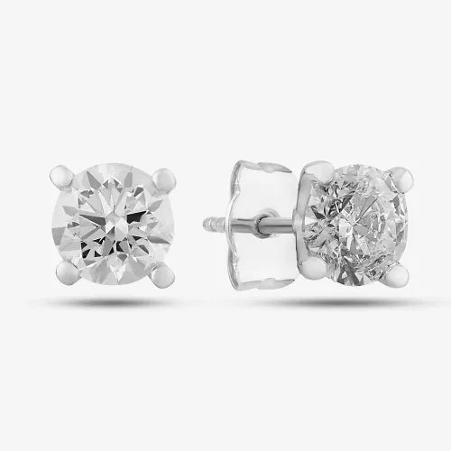 18ct White Gold Certificated 2.01ct Diamond Four Claw Stud Earrings ERG1013(2.00CT)PR