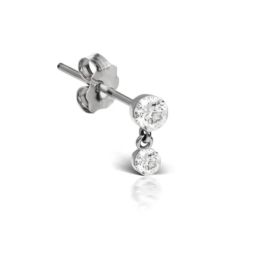 18ct White Gold Invisible Set 0.05ct Diamond Single Traditional Stud Earring