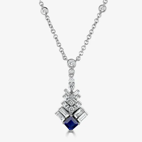 18ct White Gold Jazz Diamond and Sapphire 1.23ct Necklace LG201/NA(BS)