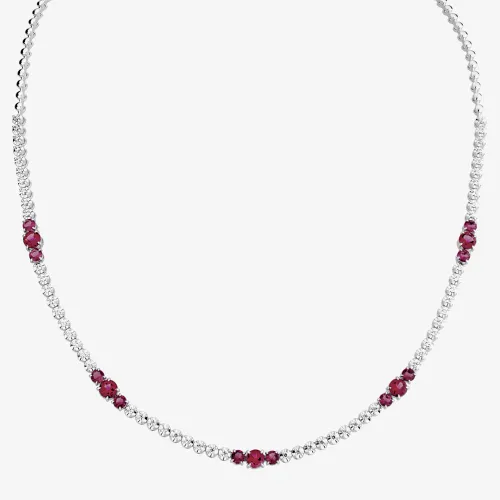 18ct White Gold Ruby & Diamond Fancy Necklace HSN1062(RU)